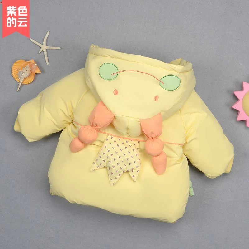 紫色的云女宝宝棉衣冬装加绒外套洋气小童孩保暖棉服可爱婴幼儿加