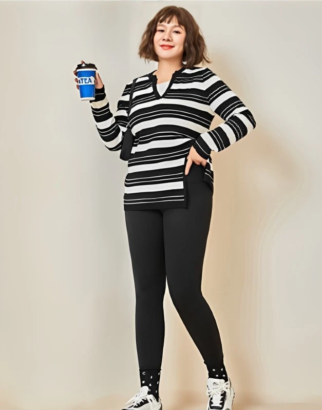 T75+T76曼莎【保暖百搭】大码女装冬季高腰爆款加绒加厚外穿鲨鱼裤