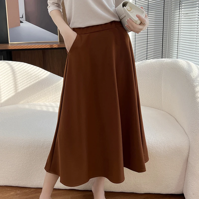 长款百褶裙2024春夏新款显瘦半身裙中长款高腰长裙时尚打底女裙潮