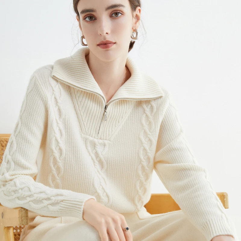 欧美风！ 2025秋冬新款100澳洲进口美丽奴羊毛衫女士宽松长袖加厚