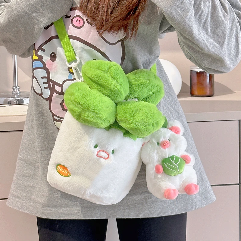 白菜猪玩偶可爱公仔斜挎包女孩背包挂件毛绒玩具生日礼物送闺蜜
