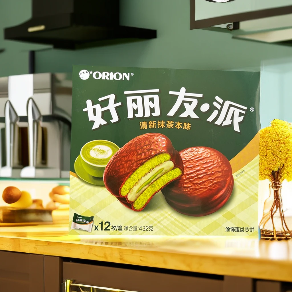 【12枚】好丽友巧克力派抹茶味派蛋糕点心甜点休闲零食(432克)
