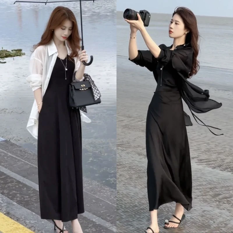 后背开叉防晒雪纺衬衫女夏薄款开衫外套设计感小众防晒上衣空调衫