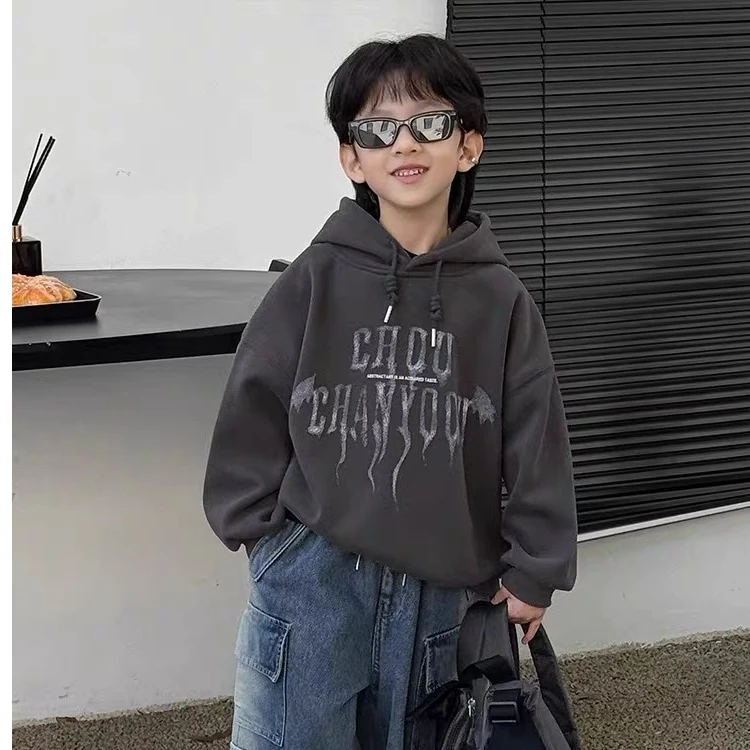 【Y200-260】冬款男童卫衣加绒加厚打底衫帽衫宽松韩版儿童卫衣