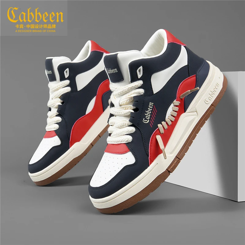 卡宾男生鞋子运动休闲板鞋透气男鞋简约秋冬撞色新款男式休闲鞋子