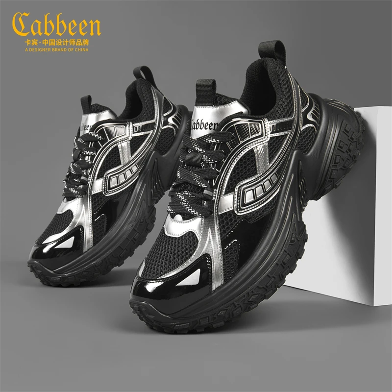 卡宾鞋子男爆款网面男鞋2025新款潮牌厚底老爹鞋秋季男士休闲潮鞋