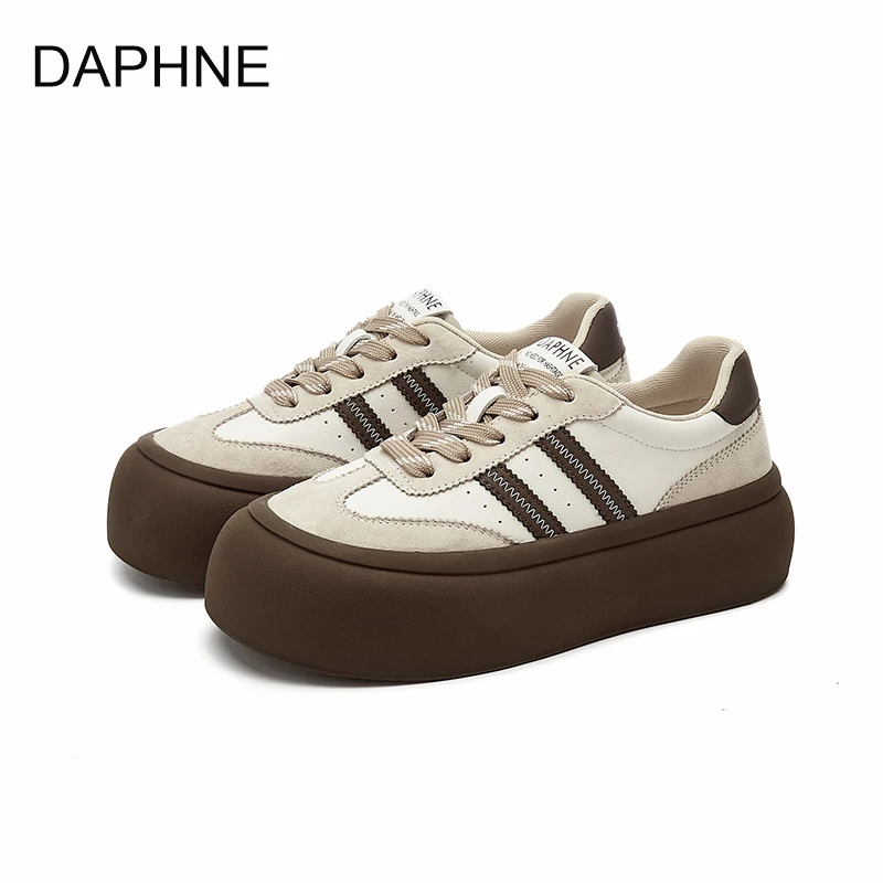 达芙妮德训鞋女2024秋季新款复古休闲板鞋耐磨软底舒适小白鞋女鞋