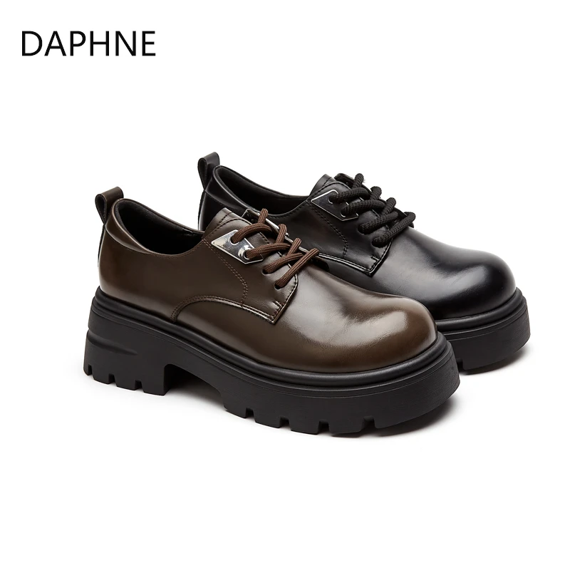 Daphne/达芙妮2024秋季新款时尚休闲百搭厚底小香风复古乐福鞋女