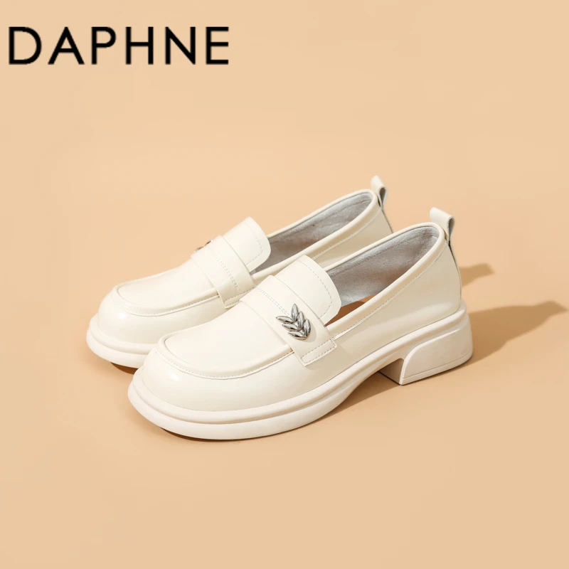 Daphne/达芙妮2024秋季新款乐福鞋厚底百搭休闲英伦风ins女单鞋