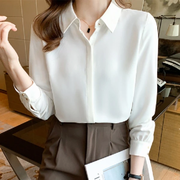 【直播间扣号下单】白衬衣女秋季新款衫职业衫百搭长袖上衣内搭衬衫