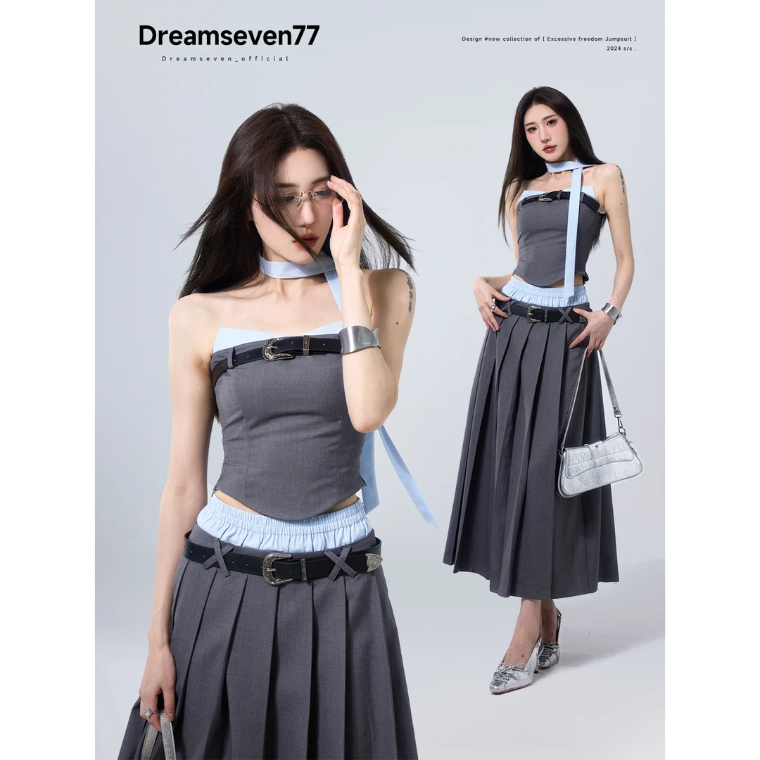 DREAM SEVEN77背心设计感套装长款半裙夏季 QY75209+QO75208