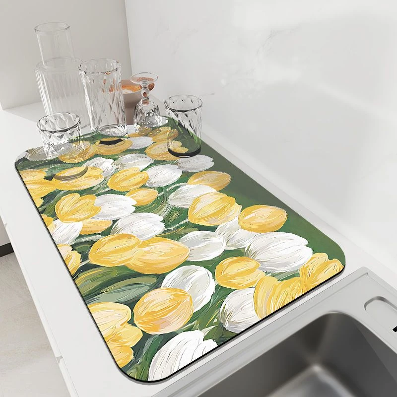 硅藻泥家用吸水隔热防烫桌面垫厨房台面长方形茶几沥水垫免洗餐垫