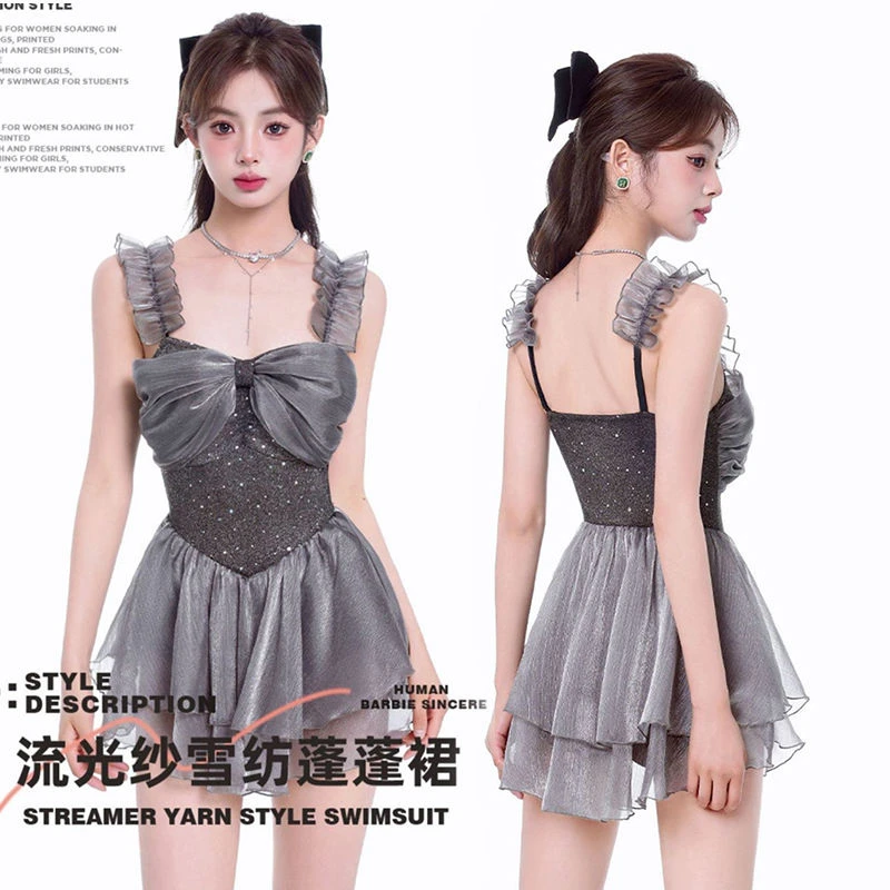 连体泳衣女夏季2022新款网红风遮肚显瘦大码遮肉高级感爆款游泳装