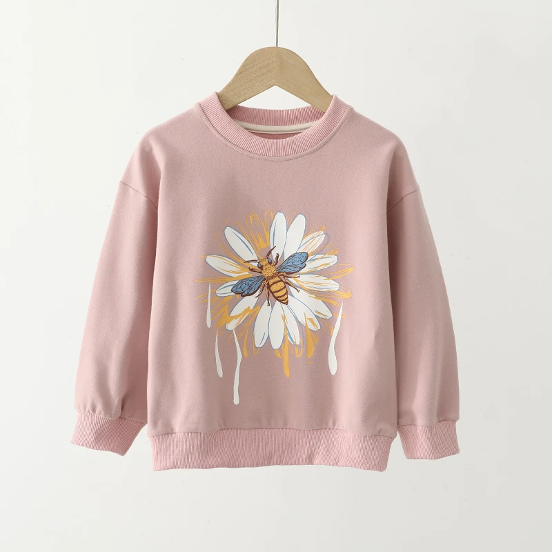 2024秋冬新款女童休闲圆领印花粉嫩蜻蜓卫衣362048