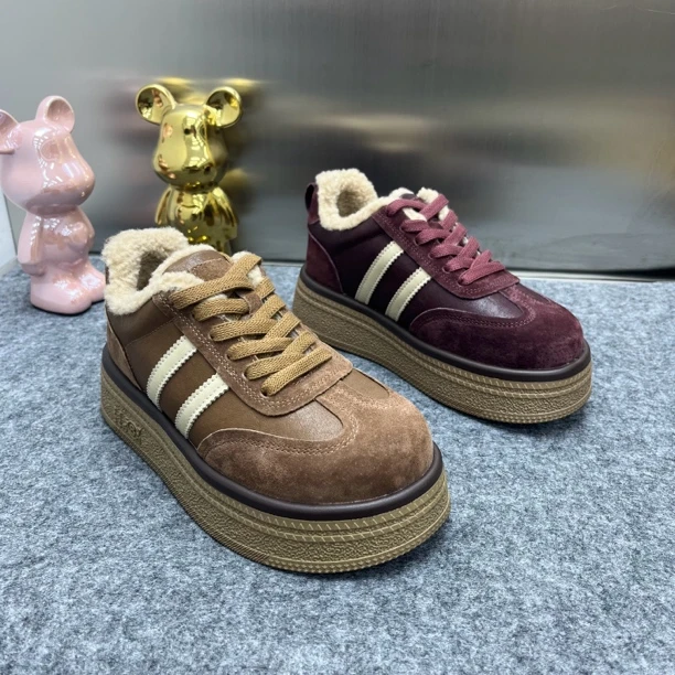 5116新款厚底松糕德训棉鞋女小个子增高显瘦加绒休闲鞋