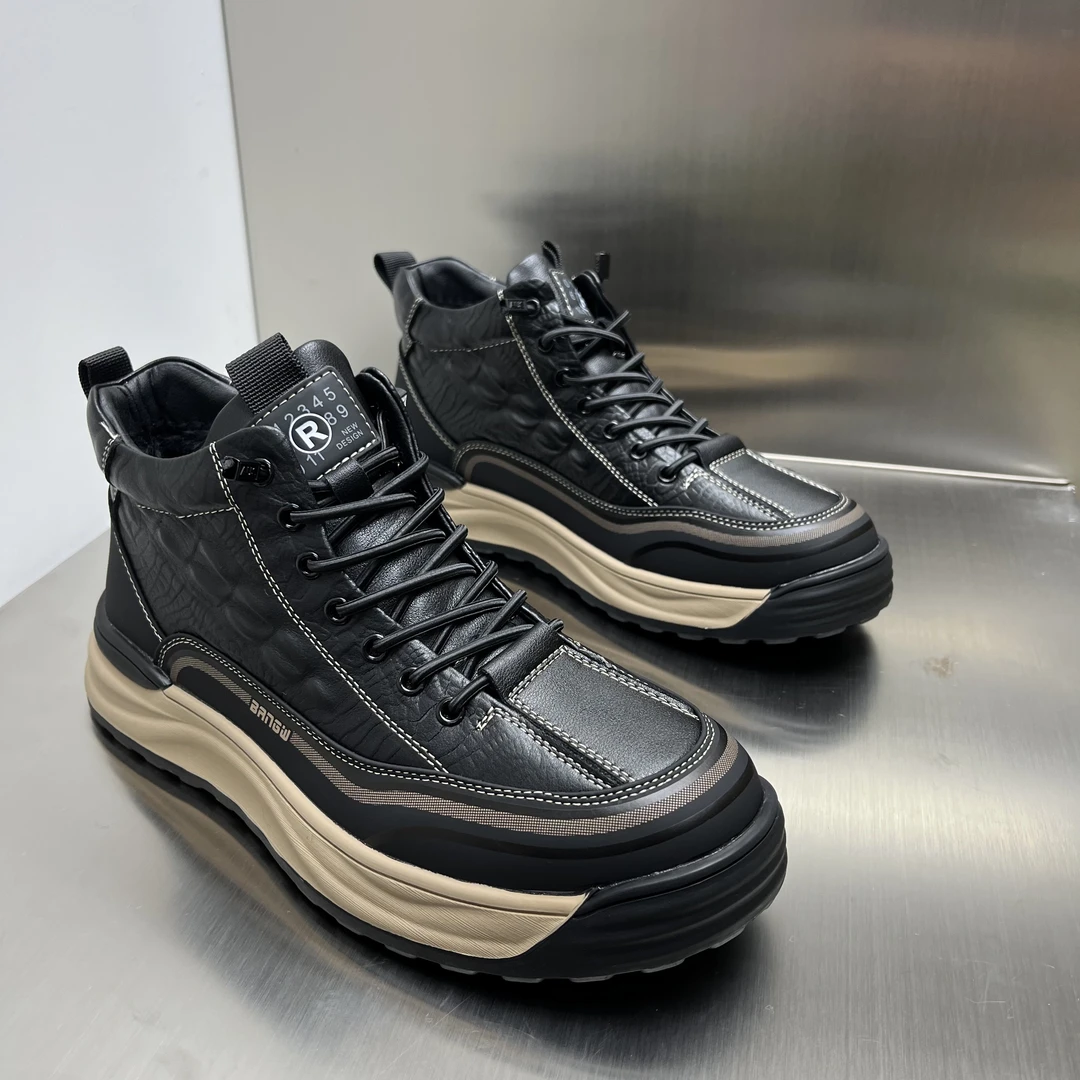 L8170男士潮流冬季保暖皮面百搭透气休闲皮鞋