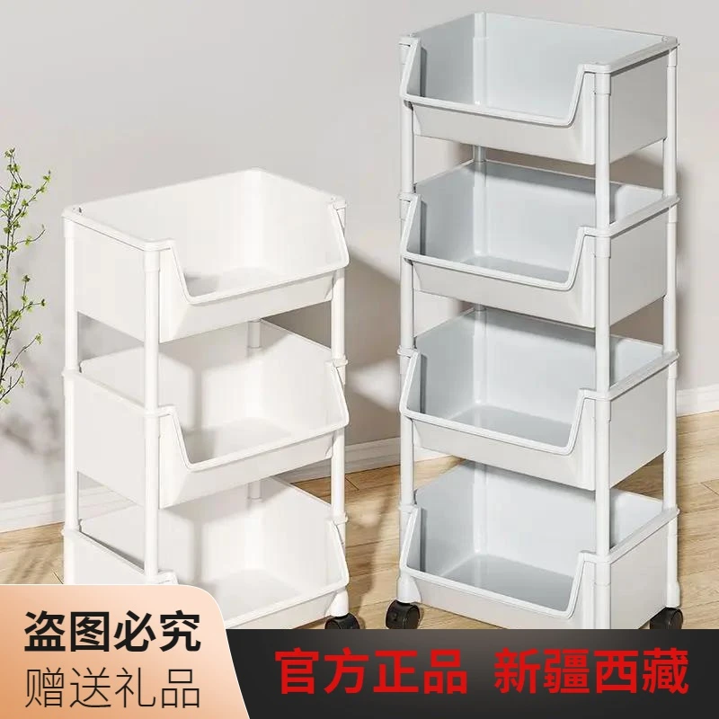 新疆包邮小推车置物架家用零食落地多层客厅收纳书架移动厨房果蔬