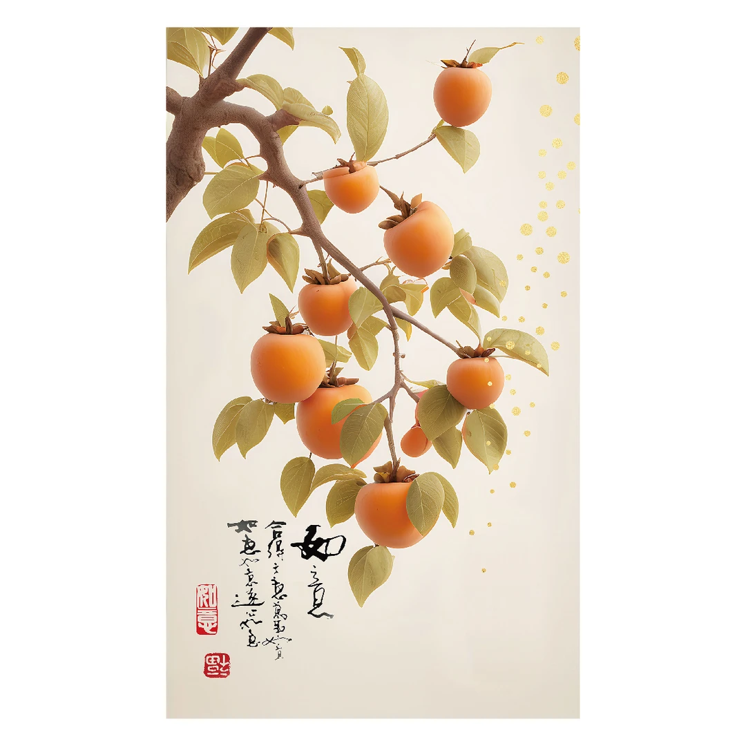 亲鸽柿柿如意暖居自粘装饰画壁画玄关画走廊客厅衣柜门遮丑美化