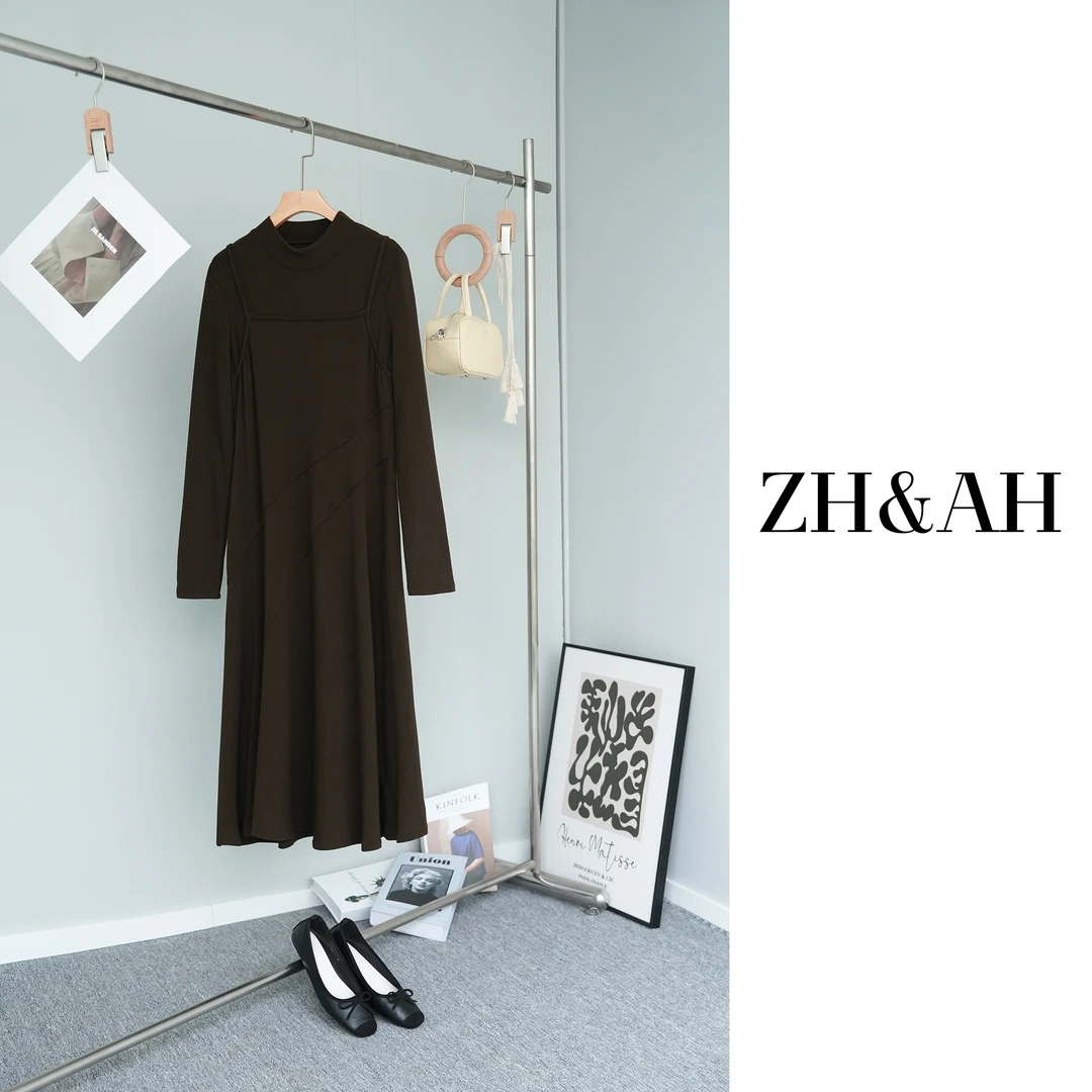 ZH&AH【阿勒泰】秋季新款时尚气质百搭设计感显瘦假两件基础打底裙