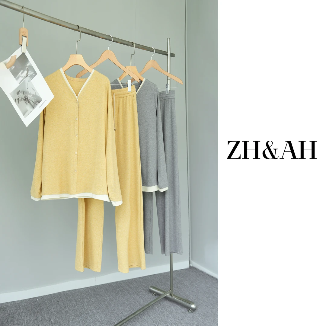 ZH&AH【曲奇饼干】秋季新款时尚气质百搭孕期人棉假两件通勤套装
