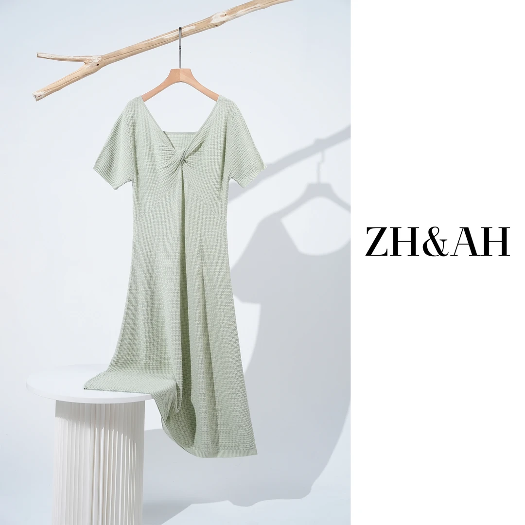 ZH&AH【夏日青提】夏季新款时尚气质百搭设计师柔软透气孕期连衣裙
