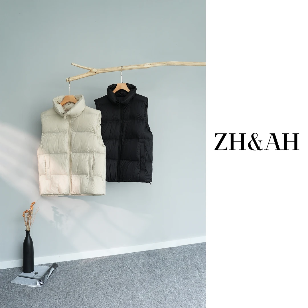 ZH&AH【奈雪】冬季新款时尚气质百搭韩版设计感90白鸭绒羽绒马甲