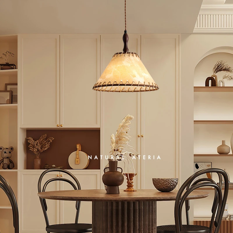 布艺吊灯棉麻美式复古乡村中古茶室实木民宿服装店书房卧室吧台灯