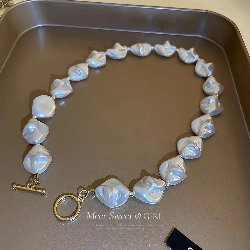 合金树脂项链 异形不规则巴洛克项链女高级设计感