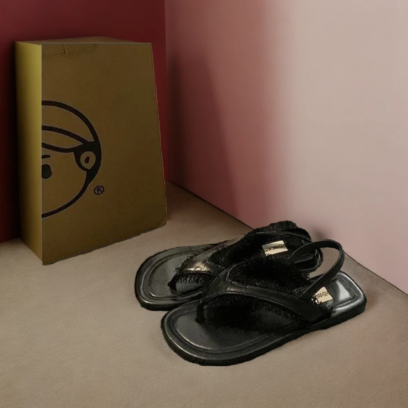 罗马凉鞋女2024年夏季新款平底海边夹趾沙滩鞋女潮