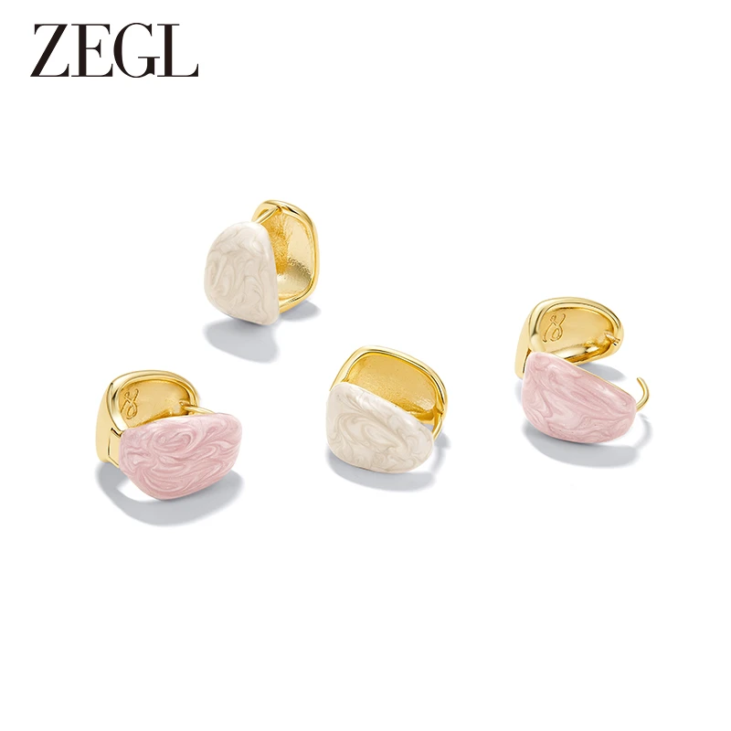 ZEGL 铜合金耳饰 油画感耳环女小众设计感高级耳钉法式气质耳饰