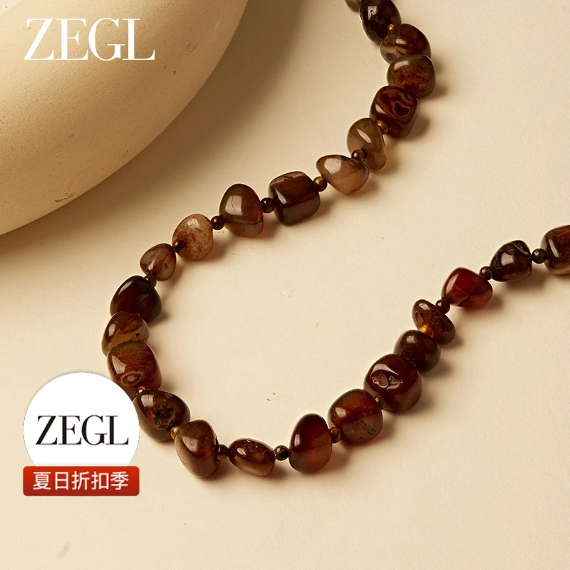 【ZEGL夏日折扣】虎眼石串珠项链简约轻奢百搭小众饰品