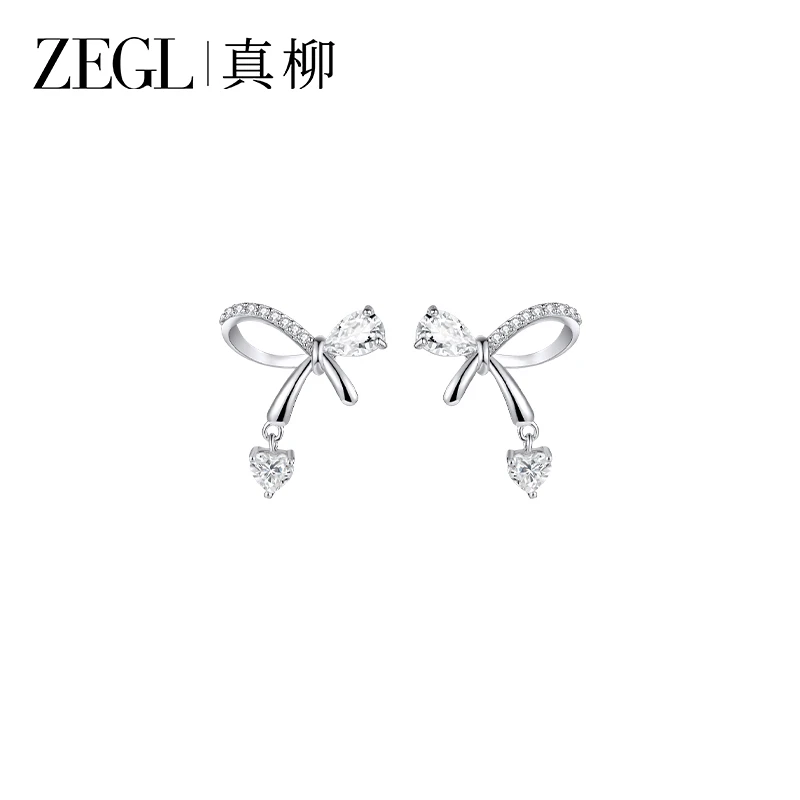 ZEGL 铜合金耳饰 蝴蝶结丝带耳环简约小众首饰饰品气质轻奢时尚