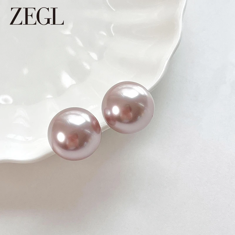 ZEGL 铜合金耳饰 存在感粉色耳环百搭时尚轻奢小众法式气质女饰品