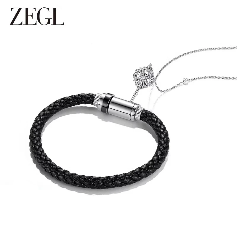 ZEGL 钛钢手链 小情锁一锁定情生日礼物情侣项链手链套装送男女友