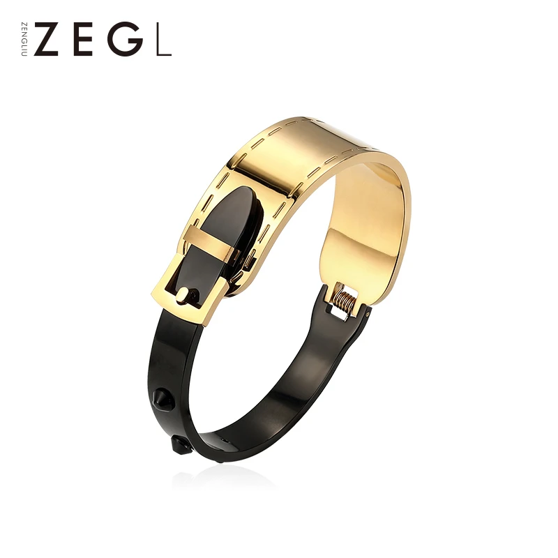 ZEGL 钛钢手镯 金色手镯女ins个性网红冷淡风气质手环轻奢手饰品