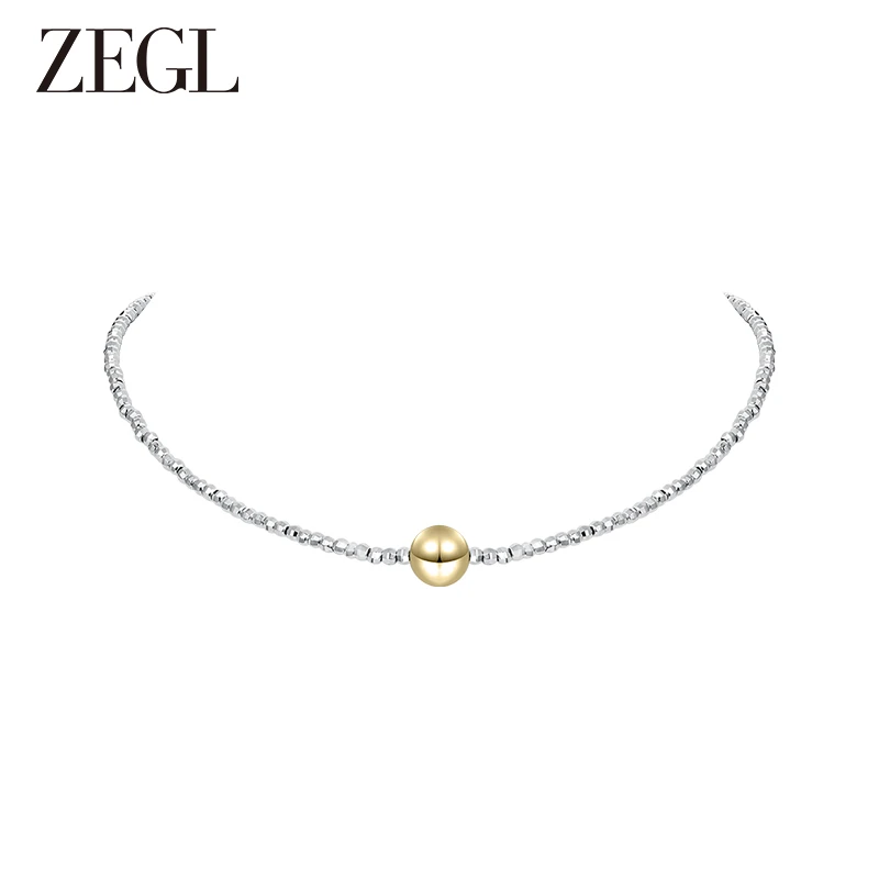 ZEGL 铜合金项链 碎银金珠项链简约轻奢百搭小众饰品DB