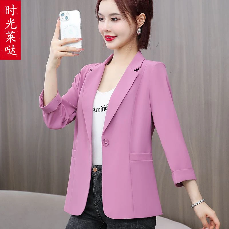 夏季薄款小西装外套女七分袖2025洋气高级感外搭夏季短款西服上衣