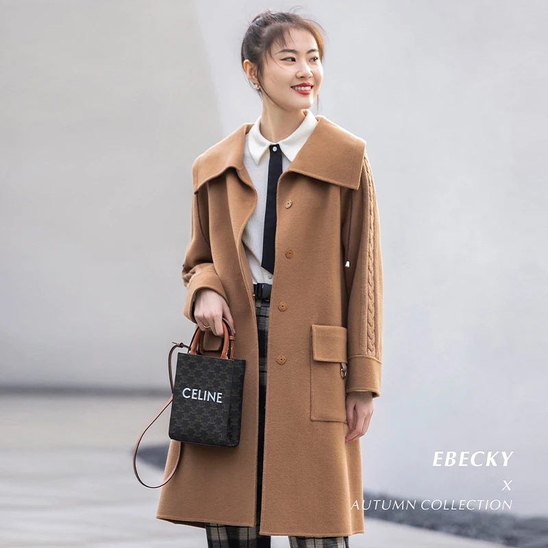 秋季减龄海军领百搭女双面呢大衣TC518018