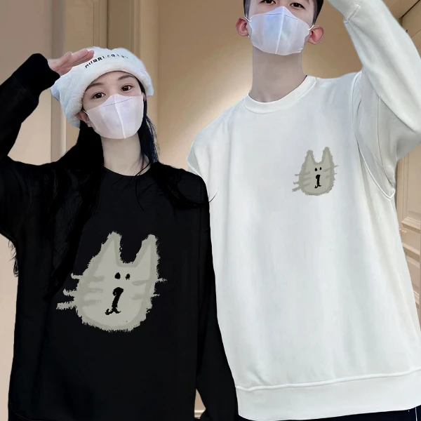 【两件装】情侣卫衣创意休闲印花舒适秋季潮流ins韩版宽松百搭上衣