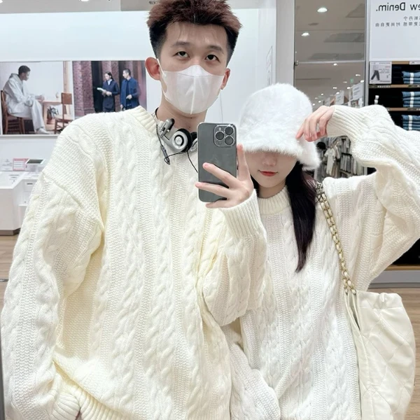 情侣装毛衣秋冬季慵懒风简约时尚显瘦高级感宽松休闲百搭时尚上衣