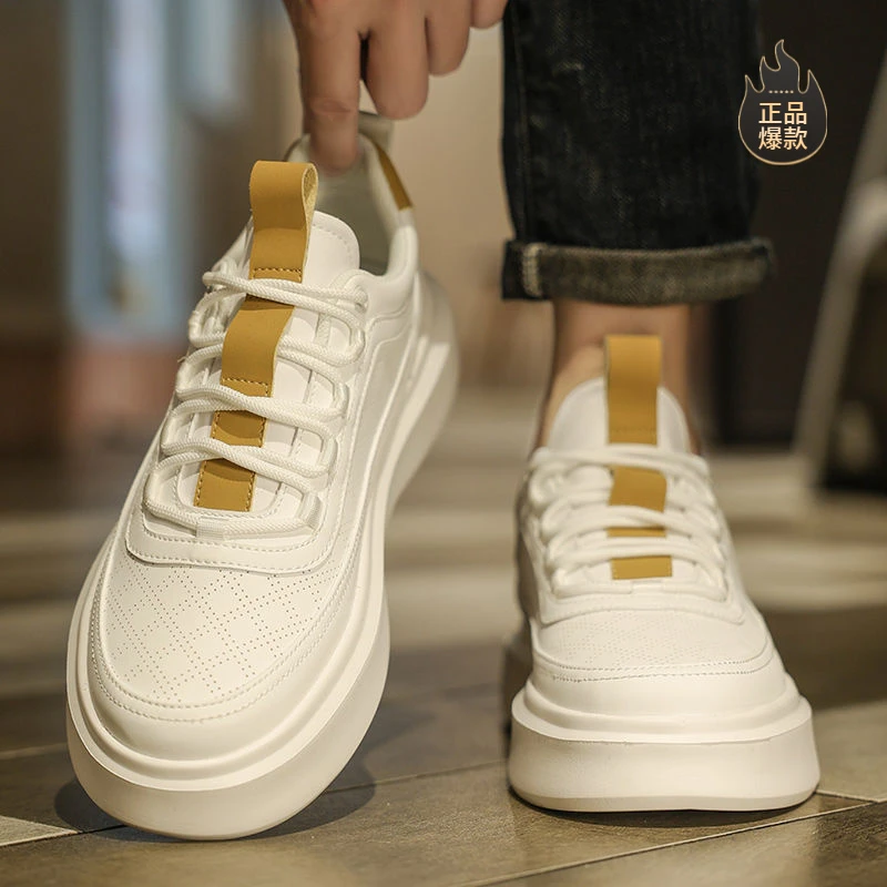 断码小白男鞋2024新款夏季透气休闲板鞋男士白鞋防滑厚底百搭运动