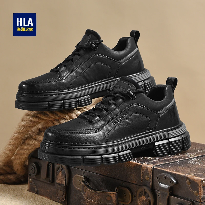 海澜之家男鞋2025秋季百搭工装鞋中帮厚底男鞋休闲板鞋潮流马丁鞋