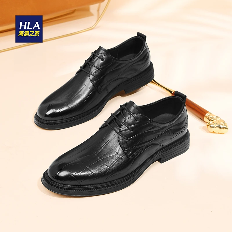 HLA/海澜之家男鞋新款秋季商务百搭尖头正装皮鞋耐磨流行德比鞋男
