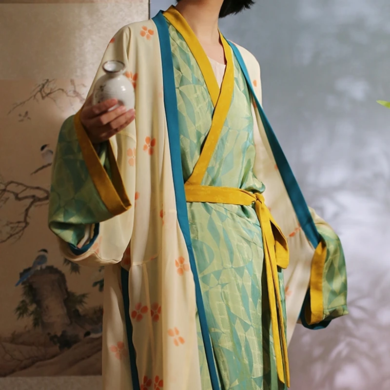 凌波微步三件套中国风古风日常仙气少女春夏长袖交领印花百搭