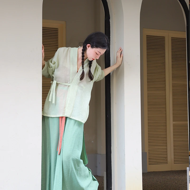 竹影摇褙子竹影摇飞机袖夏季日常仙气古风宋制飘逸薄款谜阿凰汉服