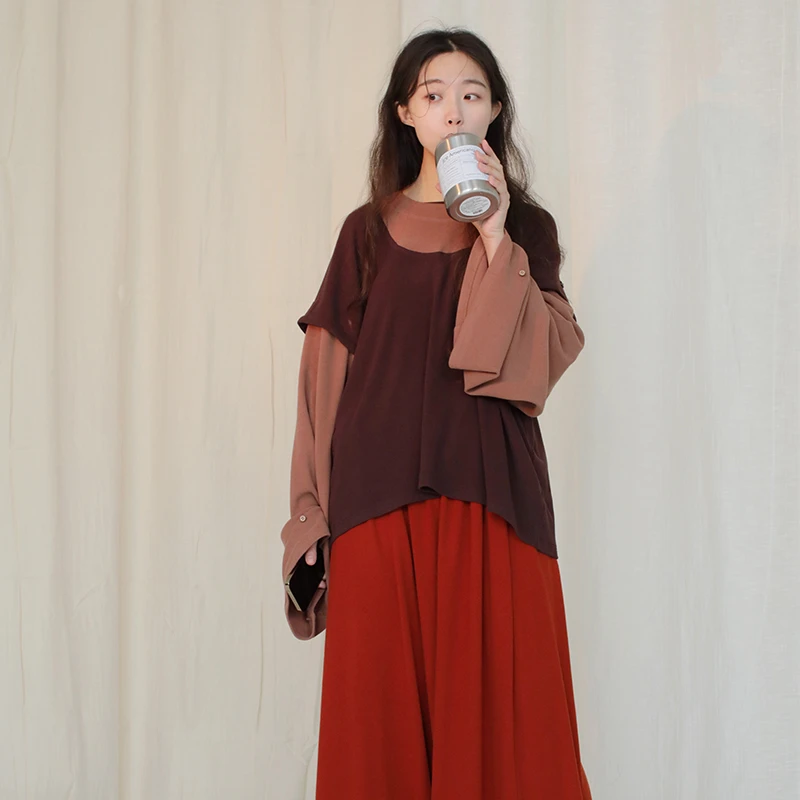 小栗子假两件春秋长袖百搭日常汉服休闲宽松时尚大码舒适国风款