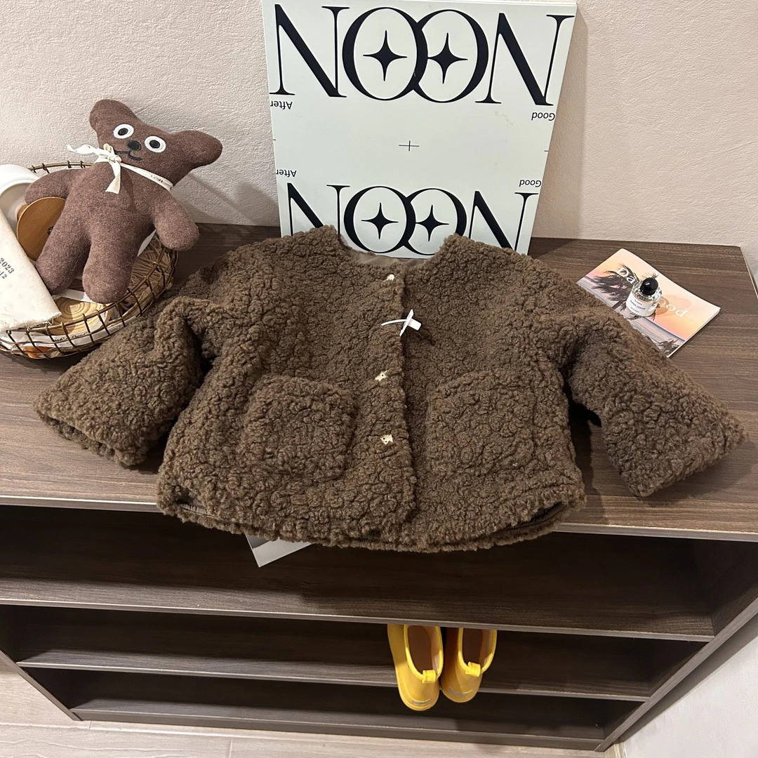 2023新款儿童保暖上衣秋冬季男女童加厚韩版时尚毛毛外套潮D23051