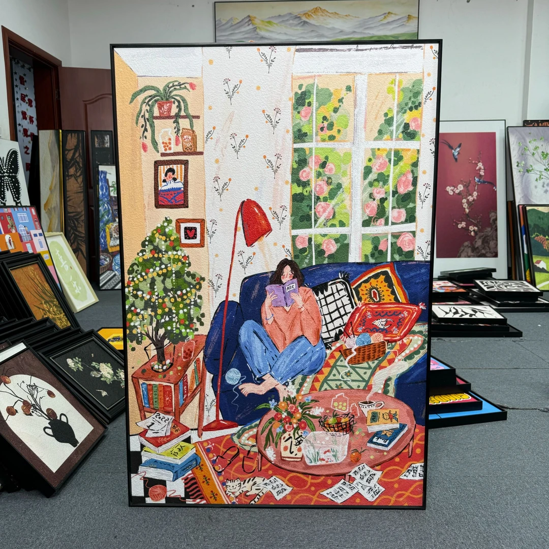 温馨治愈系客厅装饰画玄关马蒂斯抽象卧室人物看书小众画花80120