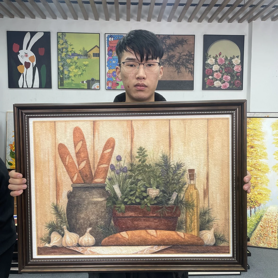 法式轻奢砂岩花卉装饰画入户玄关美式客厅餐厅挂画背景画6080