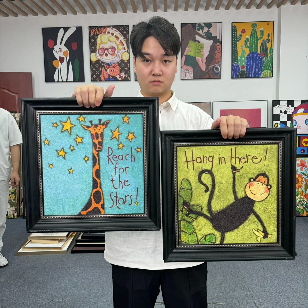 网红美式儿童房卧室装饰画小女孩男孩床头卡通画装饰画4040